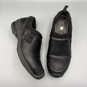 JBU Endeavor Shoes Womens Size 7 Black Leather Slip on Loafer Comfort Basic Clog